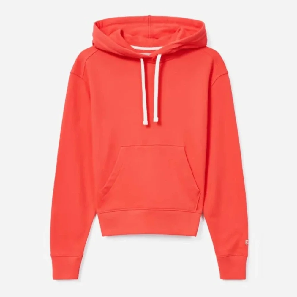 EVERLANE The Lightweight French Terry Hoodie in Cayenne Orange Soft Small NEW